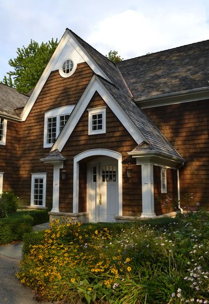 Cedar Lap Siding, Cedar Siding Photos, Cedar Shingles Pictures | Cedar Shingles Direct Stone Siding Exterior, Cedar Lap Siding, Wood Roof Shingles, Cedar Shingle Siding, Cedar Shingle, Shingle House, Shingle Style Homes, Home Bunch, Shingle Siding