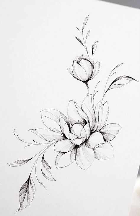 Magnolia Tatoos Tattoo Ideas, Water Lily Flower Tattoo Designs, Boho Hip Tattoo, Magnolia Tattoo Thigh, Magnolia Flower Tattoo Designs, Magnolia Wrap Around Tattoo, Magnolia Back Tattoo, Magnolia Shoulder Tattoo, Fine Line Magnolia Tattoo