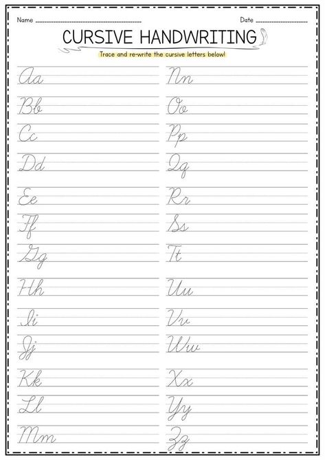 Cursive Alphabet Tracing Sheet, Cursive Handwriting Printables Free, Tracing Cursive Alphabet Letters, Alphabet Cursive Printable, Cursive Tracing Worksheets, Cursive Alphabet Practice Sheet, Cursive Alphabet Printable Letters, Cursive Handwriting Practice Worksheets Alphabet, Free Printable Cursive Worksheets