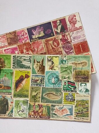 Crafts with old Postage stamps Crafts Using Old Postage Stamps, Postage Stamp Crafts, Old Postcards Crafts Ideas, Old Stamps Vintage, Postage Stamp Art Ideas, Homemade Postcards, Postage Stamps Diy, Postage Stamp Display, Sticker Projects