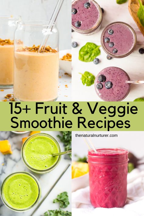 Veggie Smoothie Recipes, Natural Nurturer, Vegetable Smoothie Recipes, Veggie Diet, Fruit Vegetable Smoothie, Veggie Smoothies, Fruit And Veggie, Spinach Smoothie, Smoothie Diet Plans