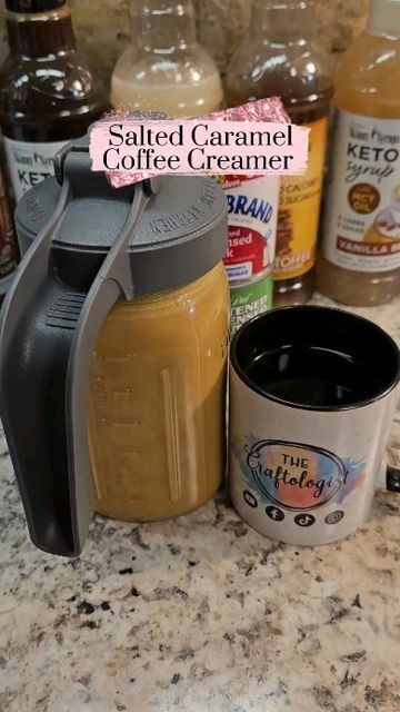 Salted Caramel Coffee Creamer Recipe, La Lechera Coffee Creamer, No Creamer Coffee Ideas, Homemade Salted Caramel Coffee Creamer, Craftologist Coffee Creamer, The Craftologist, Caramel Creamer Recipe, Salted Caramel Creamer, Salted Caramel Coffee Creamer