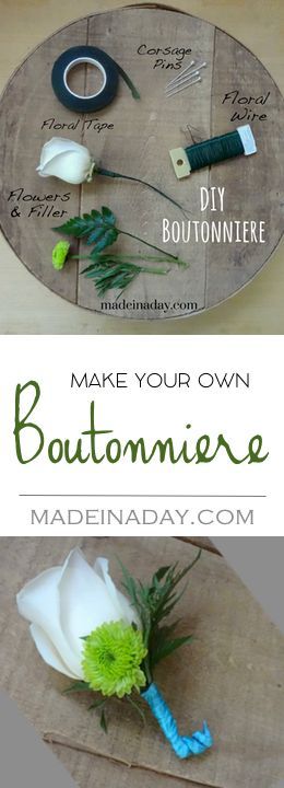 How to Make a Simple Boutonniere using real flowers and silk. Learn how florists make boutonniere's for weddings, proms etc. Make A Boutonniere, Montage Collage, Simple Boutonniere, Boutonniere Ideas, Diy Boutonniere, Boutonnieres Prom, Church Anniversary, Wrist Corsages, Corsage And Boutonniere