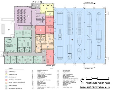 Fire Station Floor Plan, Fire Department Architecture, Fire Station Architecture, Municipal Hall, Station 11, Fire Hall, Factory Architecture, Building Layout, Modern Architecture Building