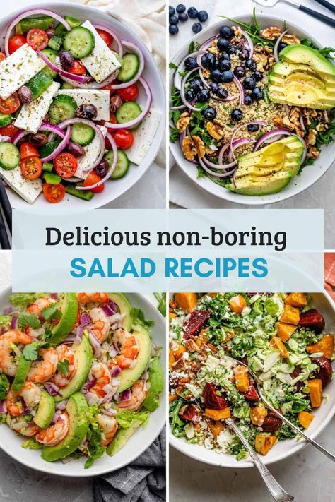 18 Non Boring Salad Recipes Shrimp Avocado Recipes, Amazing Salad Recipes, Fancy Salads, Chopped Salad Recipes, Vegetarian Salad Recipes, Hearty Salads, Vegan Salad Recipes, Best Salad Recipes, Fun Salads