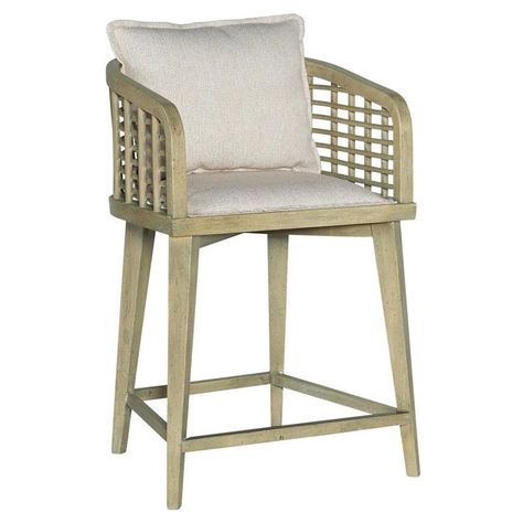 Kohana Coastal Beach Cream Performance Cushion Beige Wood Counter Stool California Coastline, Surf Culture, Swivel Counter Stools, Lattice Design, Hooker Furniture, Fabric Seat, Counter Stool, Bar Furniture, Counter Stools