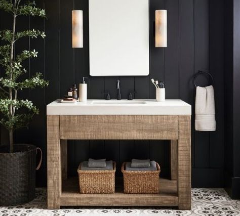 Bathroom: Ideas, Inspiration, Furniture &amp Open Shelf Sink Vanity, Pottery Barn Moro Vanity, Vanity For Evergreen Fog Powder Room, Single Sink Bathroom Vanity Boho, Fox Group Powder Room, Pottery Barn Alderson Vanity, Single Sink Bathroom Vanity Small, Bali Powder Room, Modern Craftsman Half Bath