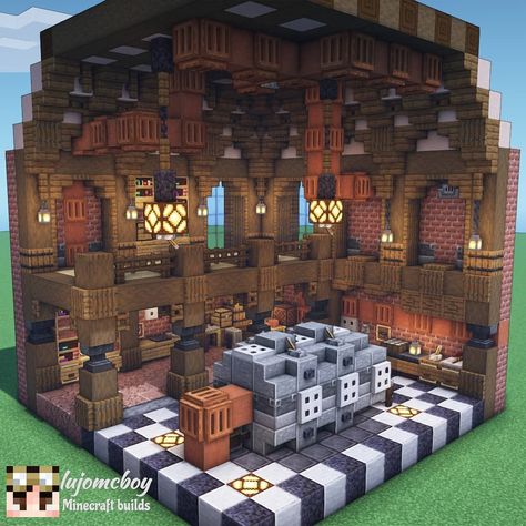 lujoBoy on Instagram: “Steampunk Interior ⚙️ ----------------------------- Had a little bit of fun building a steampunk style interior. I didn't had anything…” Interior Design Minecraft, Aperture Laboratories, Interior Minecraft, Steampunk Interior, Minecraft Welten, Minecraft Steampunk, Steampunk City, Minecraft Mansion, Minecraft Interior