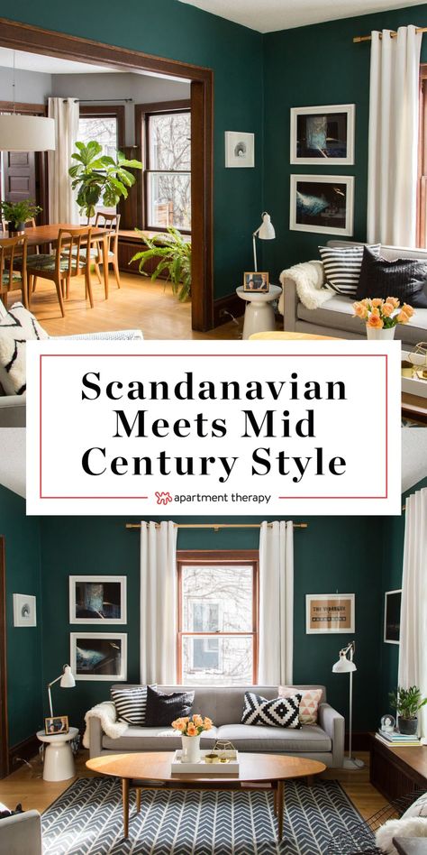 House Tour: Chill Scandinavian Meets Mid-Century Style | Apartment Therapy 1920 Modern Interior, Id Century Modern Living Room, Mid Century Modern And Scandinavian, Swedish Mid Century Modern, Mid Century Meets Scandinavian, Clean Mid Century Modern Living Room, Mis Century Living Room Decor, Living Room Inspiration Vintage Modern, Mid Century Modern Scandinavian Interior