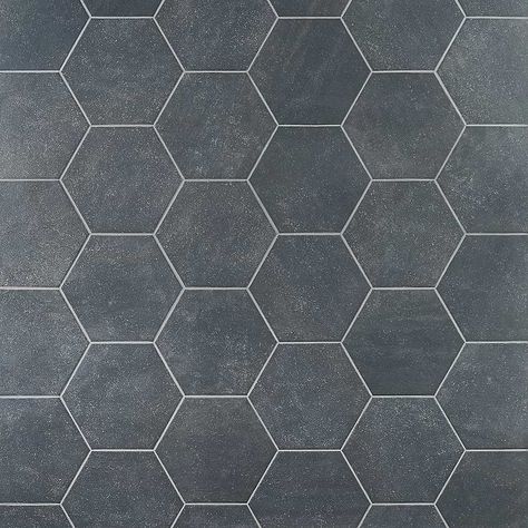 Sample-Texstone Antracita Dark Gray 9" Matte Porcelain Hexagon Tile Gray Hexagon Tile, Porcelain Hexagon Tile, Artmore Tile, Hexagon Floor, Hexagon Tile Floor, Hexagon Tile, Hexagon Tiles, Porcelain Flooring, Kids Bath