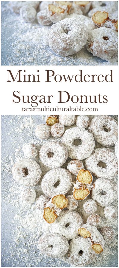 Mini Powdered Sugar Donuts in a pile surrounded by powdered sugar with a few cut in half to show cake texture. Spudnuts Donut Recipe, Home Made Donuts Recipe, Mini Donut Recipe, Savory Donuts, Mini Donut Recipes, Easy Donuts, Powdered Donuts, Favorite Breakfast Recipes, Sugar Donut