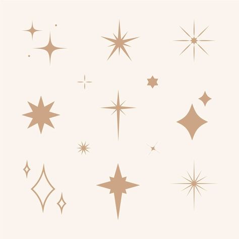 Celestial Packaging, Sparkle Graphic, Stars Png, Star Icon, Star Illustration, Graphic Design Elements, 카드 디자인, Sparkling Stars, Vintage Star