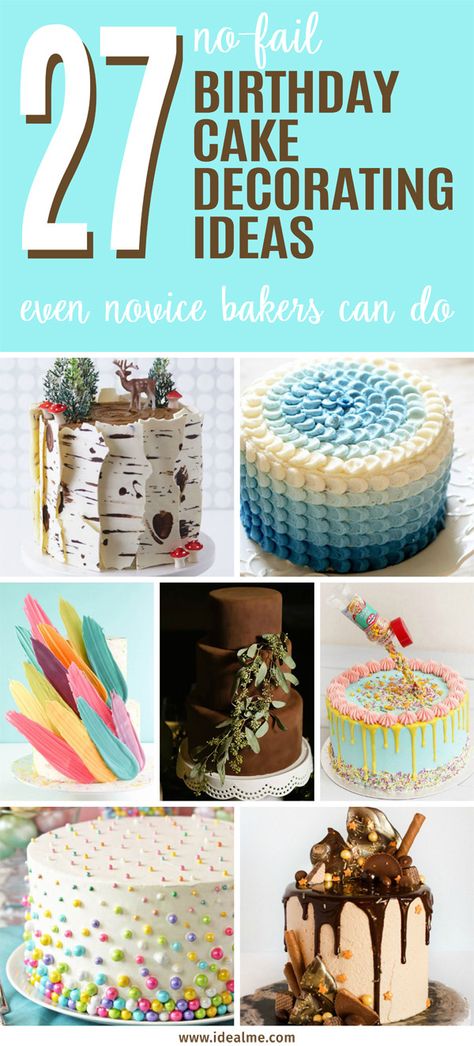 27 no-fail birthday cake decorating ideas Birthday Cake Ideas For Adults Women, Birthday Cupcakes For Women, Tårta Design, Cake Design For Men, Birthday Cake Decorating Ideas, Birthday Cake For Mom, Novelty Birthday Cakes, 60th Birthday Cakes, Adult Birthday Cakes