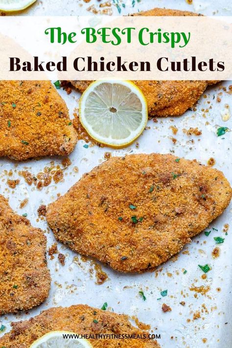 Crispy Baked Chicken Cutlets Chicken Cutlet Recipes Baked, Baked Crispy Chicken, Baked Chicken Cutlets, Baked Breaded Chicken, Crispy Chicken Breast, Fried Chicken Cutlets, Chicken Cutlet Recipes, Crispy Oven Baked Chicken, Breaded Chicken Cutlets