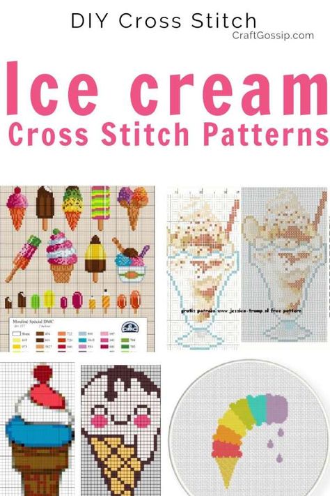 Stitch Up Some Ice Cream that Won’t Melt – Cross-Stitch #crossstitchpatterns #cross-stitchpatterns #freecrossstitchpatterns  #crossstitchcharts #icecreamcrossstitchpattern #popsiclecrossstitch Ice Cream Cross Stitch, Free Cross Stitch Patterns, Diy Cross Stitch, Embroidery Patterns Free, An Ice Cream, Cross Stitch Patterns Free, Free Cross Stitch, Hand Embroidery Patterns, Cross Stitch Charts