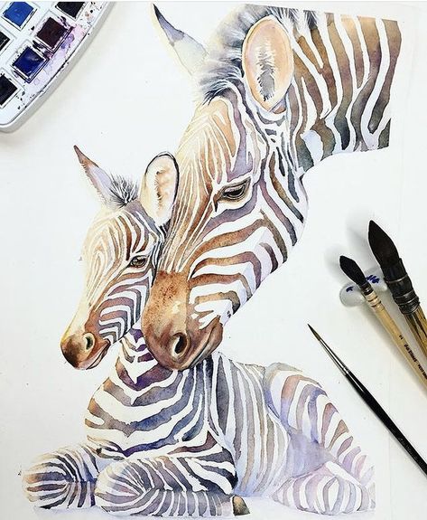 Zebra Art, Watercolor Blog, Instagram Illustration, Watercolor Horse, Watercolor Drawing, Watercolor Animals, Art Watercolor, Zebras, Animal Paintings