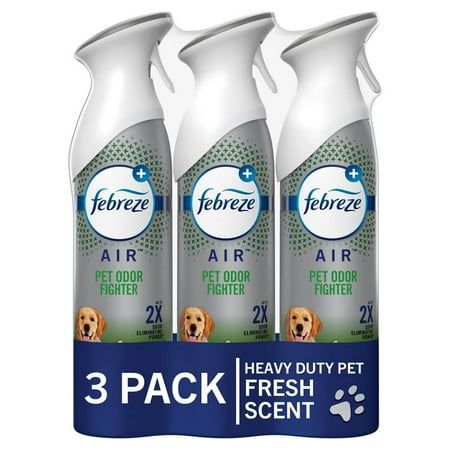 hazmat : AEROSOLS, NON-FLAMMABLE scent : Fresh brand : Febreze item form : Aerosol package level : unit number of items : 1 size : 8.8 Ounce (Pack of 3) liquid volume : 26.4 part number : 10030772039479 style : Pet Odor Eliminator contains liquid contents : True item package weight : 0.989 manufacturer : Procter & Gamble number of boxes : 1 item display volume : 26.4 ingredients : Water, Alcohol Denatured, PEG-60 Hydrogenated Castor Oil, Fragrances, Sodium Citrate, Hydroxypropyl Cyclodextrin, Diethylhexyl Sodium Sulfosuccinate, Sodium Polyacrylate, Benzisothiazolinone, Nitrogen model number : 10030772039479 liquid contents description : Air Freshener street date : 2/15/2022 12:00:01 AM unit count : 26.4 Size: 8.8 Ounce (Pack of 3). Oil Fragrances, Pet Odor Eliminator, Fresh Brand, Home Air Fresheners, Sodium Citrate, Fabric Spray, Odor Eliminator, Pet Odors, Clean Scents