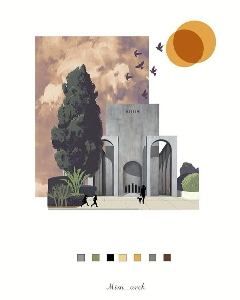 Collage Art Architecture, Portfolio Design Layouts, Instagram Museum, Architecture Design Presentation, Architecture Portfolio Design, Architecture Concept Diagram, Portfolio Design Layout, Paper Collage Art, Architecture Design Sketch