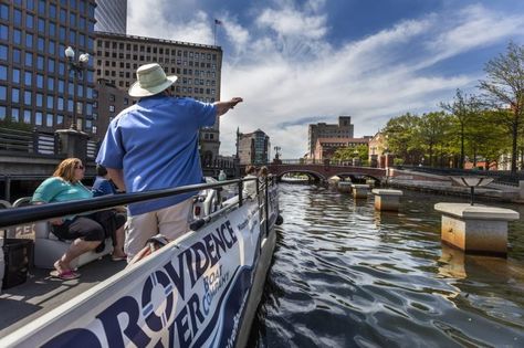 6. Explore the state's capital city by boat. Rhode Island Vacation, Rhode Island Travel, Providence Rhode Island, Beach Adventure, Providence Ri, River Boat, Island Travel, Boat Tours, Cruise Vacation