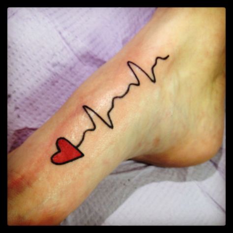 EKG tattoo over the inside arch of my foot ❤❤❤ Tatuaje Ekg, Ecg Tattoo, Ekg Tattoo, 3 Piercings, Free Tattoo Designs, Wet Felting Projects, Nurse Love, Free Tattoo, Homecoming Nails