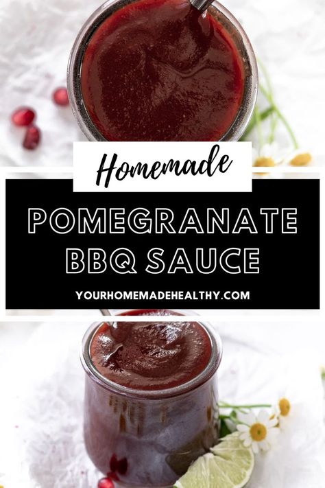 Bbq Sauce From Scratch, Bbq Pulled Chicken Sandwiches, Make Bbq Sauce, Pomegranate Sauce, Unique Sauces, Homemade Bbq Sauce Recipe, Pomegranate Recipes, Tangy Bbq Sauce, Bbq Chicken Pizza