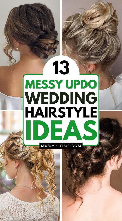 👑💫 Say “I do” to the perfect bridal look with these "Messy Updo Wedding Hairstyle Ideas". Whether you’re going for a soft, romantic vibe or a more structured, elegant style, these updos have something for every bride. Designed to complement any wedding theme, these hairstyles will ensure you look stunning from every angle. Explore our favorite ideas and find the inspiration you need for your wedding day. One Shoulder Hairstyles Wedding, Women’s Half Up Hairstyles, Updo For Brides, Wedding Updo Messy Bun, Side Messy Bun Wedding, Bridesmaid Hairstyles Messy Updo, Bridesmaid Updos For Medium Hair Shoulder Length, Messy Elegant Updo, Hair Styles For Medium Length 2020 Up Do