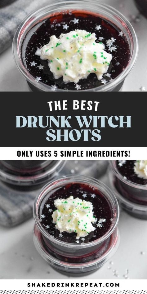 Drunk Witch Drink, Cherry Jello Shots, Shake Drink, Jello Shots Vodka, Jello Pudding Shots, Halloween Jello Shots, Halloween Jello, Halloween Shots, Halloween Party Drinks