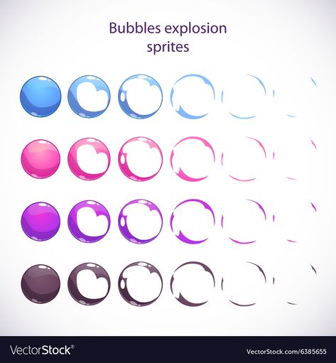 Animation Exercises, Animation Guide, Bubble Burst, Frame Animation, Digital Animation, Colorful Bubbles, Vector Animation, Animation Stop Motion, Game Effect