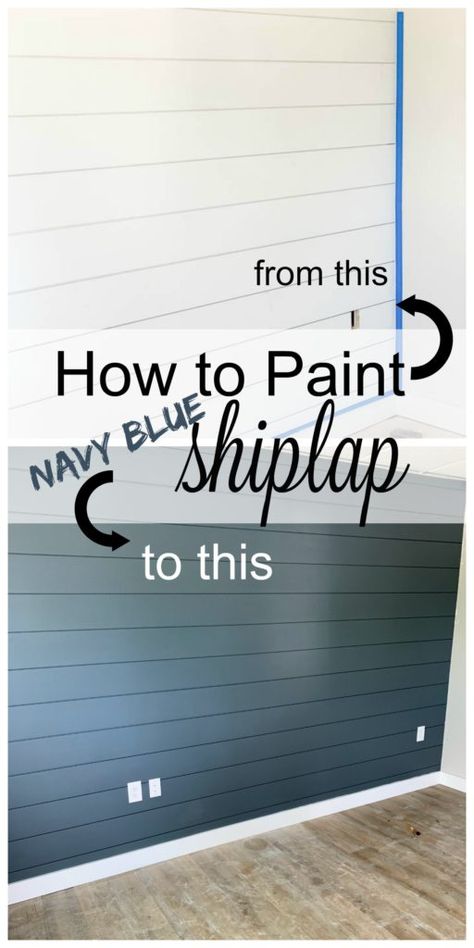 Painting Shiplap / How to paint shiplap walls with navy blue paint. #painting #shiplap #shiplapaddict Paint Shiplap Walls, Shiplap Room, Gray Shiplap, Navy Blue Paint, Painting Shiplap, Shiplap Walls, Shiplap Accent Wall, Walk In Shower Designs, Shiplap Fireplace