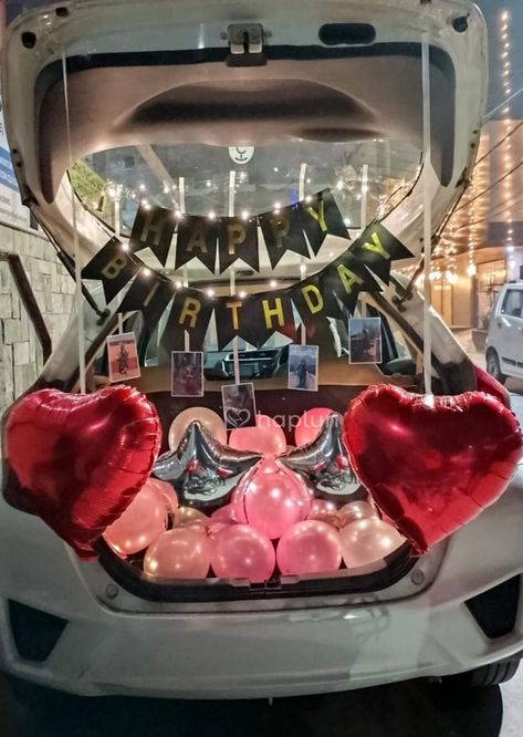 Car Decoration Ideas For Birthday, Birthday Decoration In Car, Bday Decoration In Car, Car Surprise Ideas, Car Decoration For Birthday Surprise, Car Birthday Ideas, Birthday Car Decoration, Car Trunk Surprise Ideas, Car Birthday Decorations Ideas