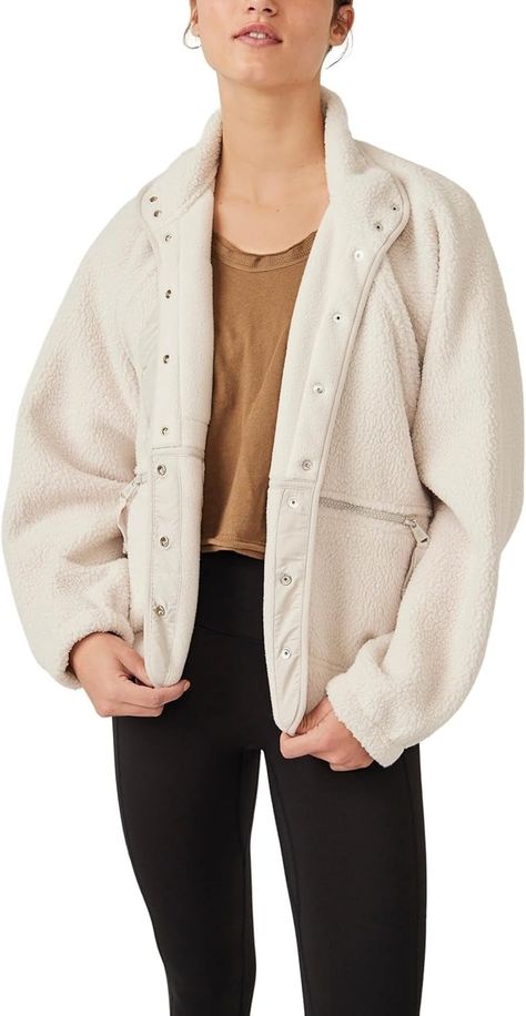 Amazon.com: FP Movement Women's Hit The Slopes Jacket, Muted Beige, Tan, XL : Clothing, Shoes & Jewelry Hit The Slopes Fleece Jacket, Hailey Upton, Free People Movement, Fp Movement, Athletic Apparel, Inspiration Style, Pocket Detail, Casual Jacket, Fleece Jacket