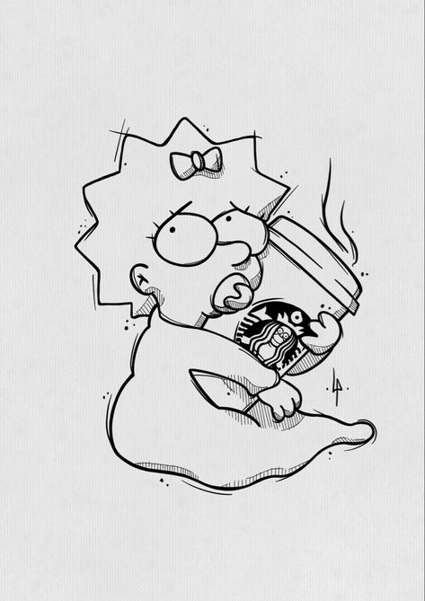 Maggie Simpson Tattoo, Simpson Tattoo Ideas, Maggie Tattoo, Coffee Tattoo Ideas, Simpson Tattoo, Disney Tattoos Small, Simpsons Tattoo, Infinity Tattoo Designs, Coffee Tattoo