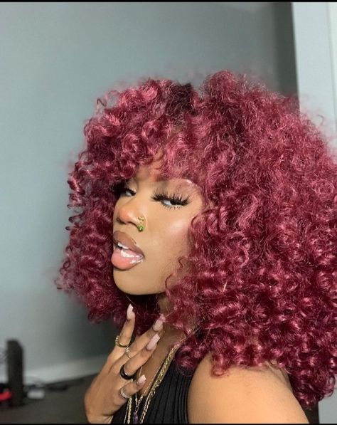 Liyah Mai, Red Afro, Red Curly Hair, Pink Dye, I Did It Again, Colored Curly Hair, Dyed Natural Hair, Thrill Seeker, Color Inspo