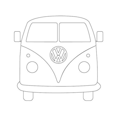 I had an idea for an illustration based on the iconic image of a VW Camper Van. I wanted the image to have the look of a stencil and use negative space to suggest the outline of the van. After... Camper Drawing, Van Drawing, Van Hippie, 카드 디자인, Cartoon Sketches, Pola Sulam, Vw Campervan, Vw Camper, Vintage Camper