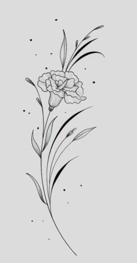 January Flower Tattoo Carnation, Jan Birth Flower Tattoo, January Birthday Tattoo, January Tattoo Ideas Birth Month, January Birth Flower Tattoo Ideas, Flower With Stem Tattoo, Mumma Tattoo, Acacia Tattoo, January Tattoo Ideas