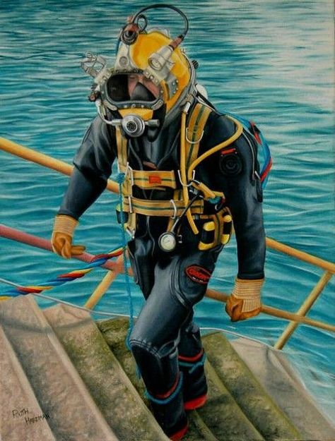 Underwater Welding School Deep Sea Diver Art, Underwater Welding, Diver Art, Underwater Welder, Diving School, Navy Diver, Technical Diving, Commercial Diver, Diver Down