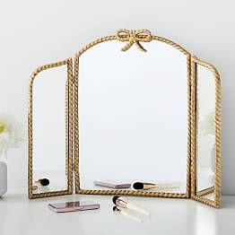 French Antique Decor, Mirror On Stand, 2023 Apartment, Room Wishlist, Bow Aesthetic, Live Room, Dream Dorm, Emily And Meritt, Trifold Mirror