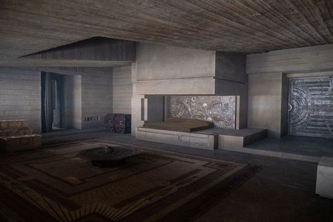 Dune Set Design House Atreides, Dunes House, Passive Design, Gothic Cathedrals, Light Well, Brutalist Architecture, Great House, Frank Lloyd Wright, Lloyd Wright