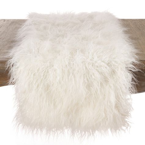 If you're looking to transform your dining experience, then this gorgeous faux fur table runner is the perfect accessory! A unique style that adds soft and fluffy texture and glam to any tablescape. The design features a variety of solid colors to make coordinating easy. Complete your table with simple dinnerware and accents for a balanced and coordinated look. Size: 16"x108". Color: ivory. Faux Fur Table Runner, Fur Table Runner, Glam Table, Formal Table Setting, Silver Candelabra, Mongolian Fur, Room Chandelier, Snow Flake, Acrylic Table