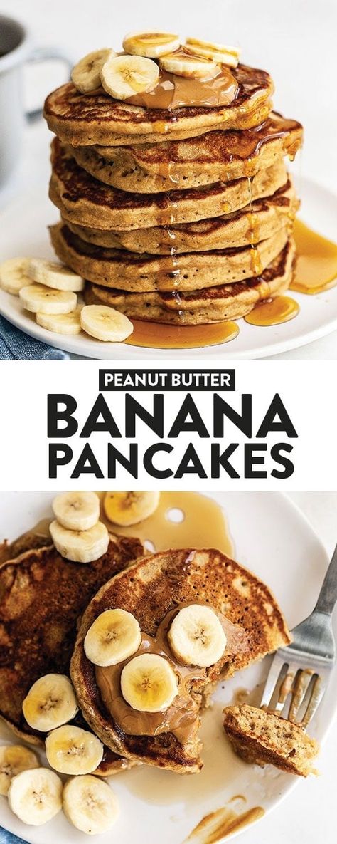 Wake up and make yourself a batch of these healthy peanut butter banana pancakes! They are made with whole and healthy ingredients. You can even make a double batch and freeze some for a busy week.