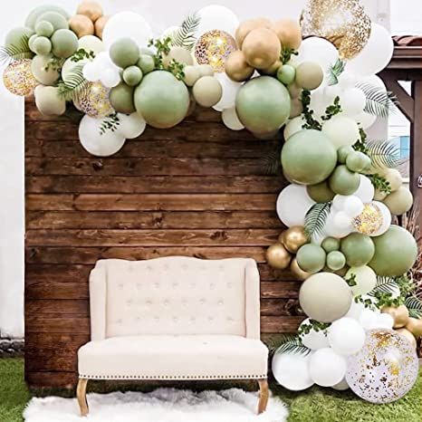 Sage Green Balloon Garland, Jungle Safari Party Decorations, Green Balloon Garland, Theme Bapteme, Sage Green Baby Shower, Green Baby Shower, Green Balloon, Birthday Party Balloon, Baby Shower Party Supplies