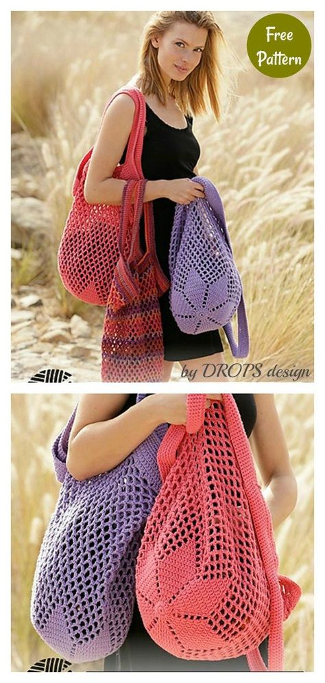 Market Tote Bag Free Crochet Pattern Crochet Market Bags, Crochet Market Bag Pattern, Bag Free Crochet Pattern, Vintage Crochet Dresses, Pouch Crochet, Crochet Boho Bag, Crochet Market, Bags Patterns, Crochet Bag Pattern Free