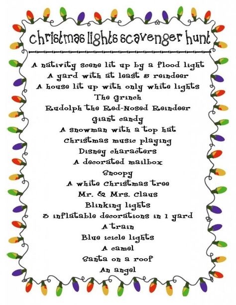 Help families start some fun traditions! Printable Christmas Lights, Christmas Lights Scavenger Hunt, Christmas Light Scavenger Hunt, Christmas Time Is Here, 12 December, Diy Spring, Primitive Christmas, Noel Christmas, Merry Little Christmas