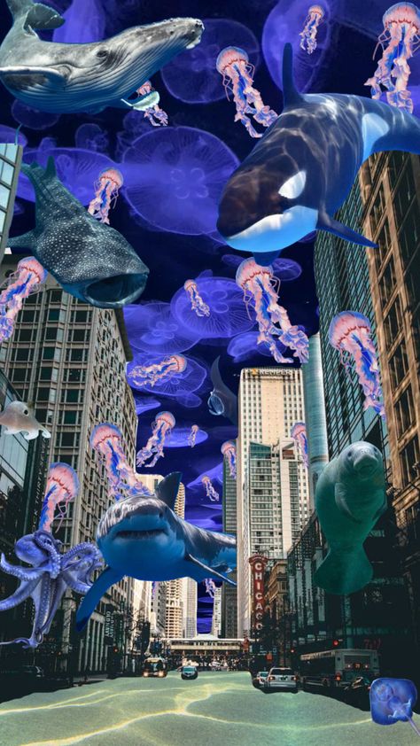 #surrealism #surreal #collageart #collages #sea #city #underwater Surreal Underwater, Photoshop Wallpapers, Underwater City, Collage Art, Surrealism, Ray Ban, Photoshop, Collage, Quick Saves