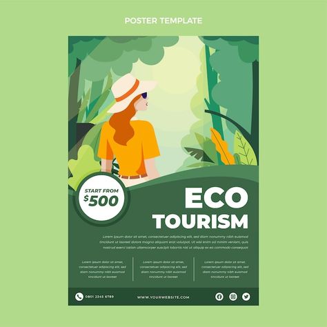 Environment Poster Design Ideas, Ecotourism Poster, Wellness Poster Design, Ecotourism Design, Eco Poster Design, Environment Graphic Design, Green Poster Design, Flat Design Poster, Environment Poster