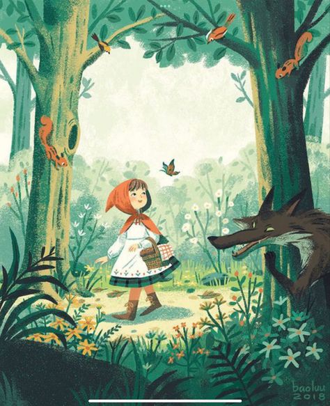 Red Riding Hood Art, 동화 삽화, Illustration Art Kids, Picture Books Illustration, Forest Illustration, Book Illustration Art, Childrens Books Illustrations, Fairytale Illustration, Fairytale Art