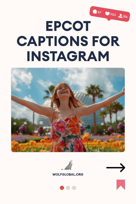 A joyful woman with arms open wide at EPCOT with Instagram post engagement icons.
Screenshot of a checklist with themed to-do items related to EPCOT, featuring various attractions and experiences.
Young woman smiling at laptop surrounded by social media engagement icons and promotional text. Fairytale Instagram Captions, Disney World Ig Captions, Disney Ig Captions, Fairytale Captions For Instagram, Epcot Captions Instagram, Ig Captions, Instagram Hashtags, Instagram Captions, Disney Magic