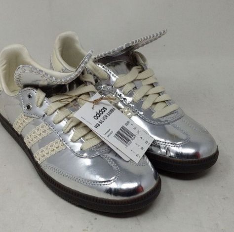 Archive Fashion Shoes, Silver Samba, Bored Of Life, Envy Clothing, Samba Outfit, Girl Sneakers, Dr Shoes, Silver Sneakers, Wales Bonner