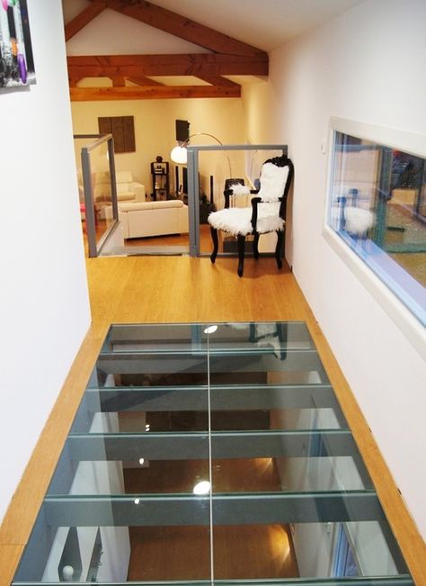 Glass floors for modern home | http://www.littlepieceofme.com/home-decor/glass-floors-for-modern-home/ Garage To Living Space, Indoor Pool Design, Victoria House, Casa Loft, Open Plan Kitchen Living Room, House Extension Design, Casa Container, Glass Roof, Glass Floor