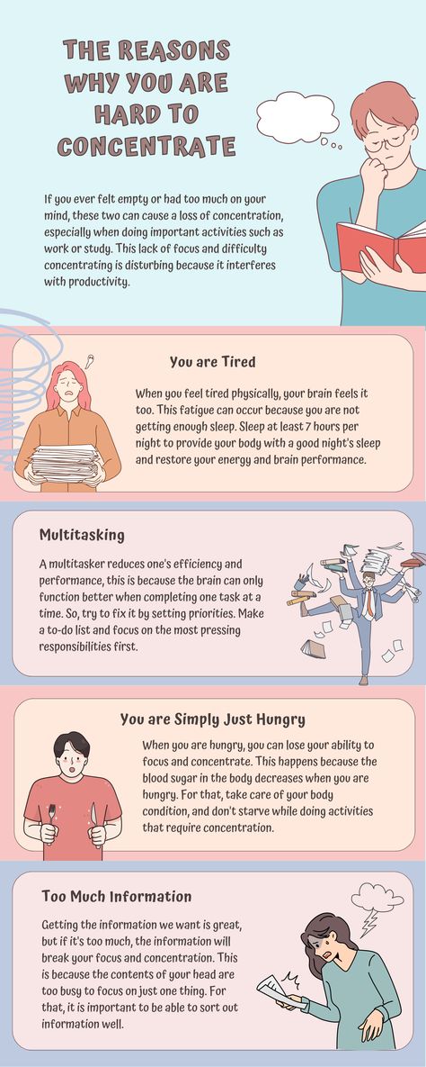 The Reasons Why You are Hard to Concentrate Infographic Work Office Desk, English Knowledge, Lack Of Focus, Infographic Template, Infographic Templates, Work Office, Multi Tasking, Canva Templates, Good Night Sleep